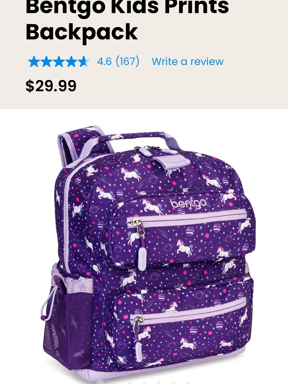 Bentgo Kids Purple Unicorn Backpack & Lunchbox - New in Bag, Never Opened